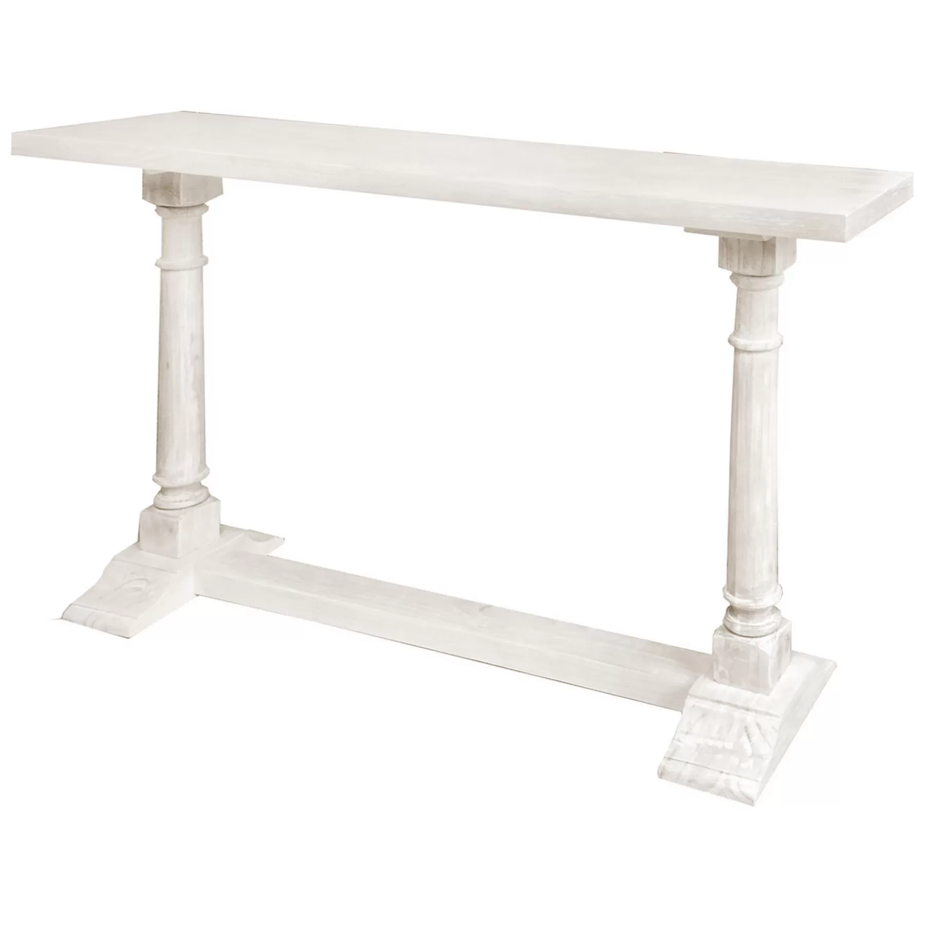 * Classical 52In. 2 Turned Leg Console Table Natural