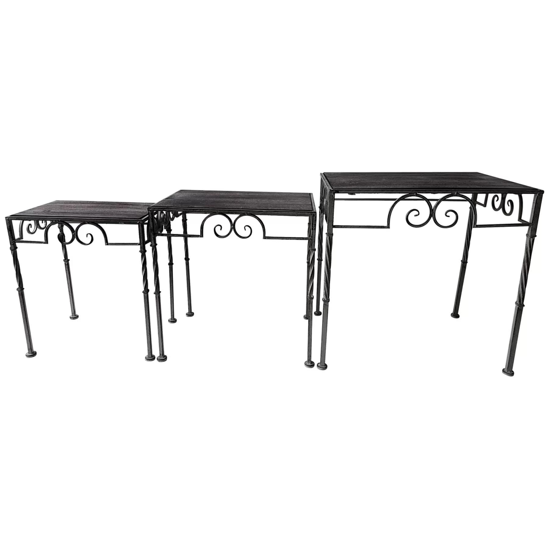 * Classical Rustic Rectangle Wood Top Table With Twist Leg, Medium