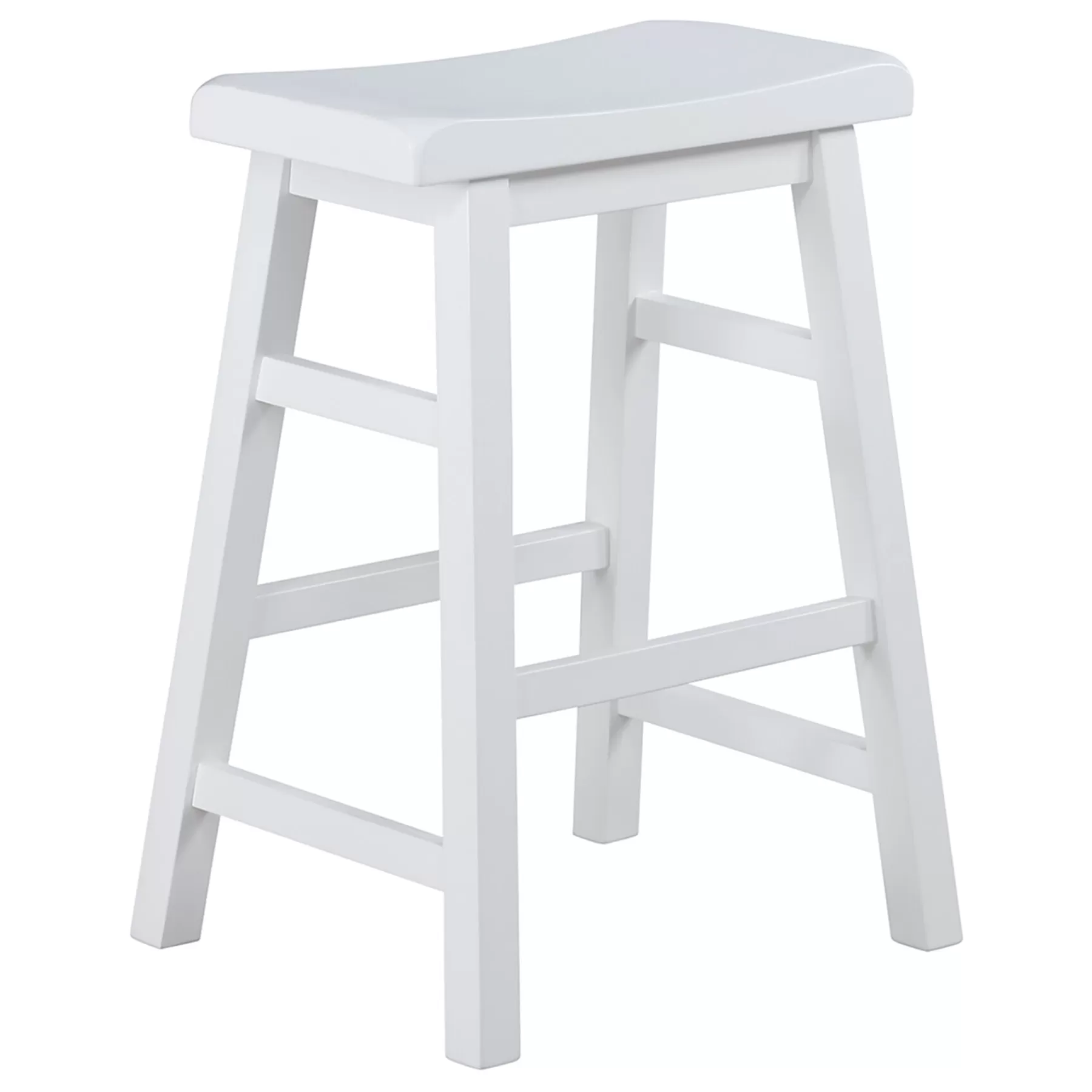 * Classical White Saddle Backless Counter Stool, 24