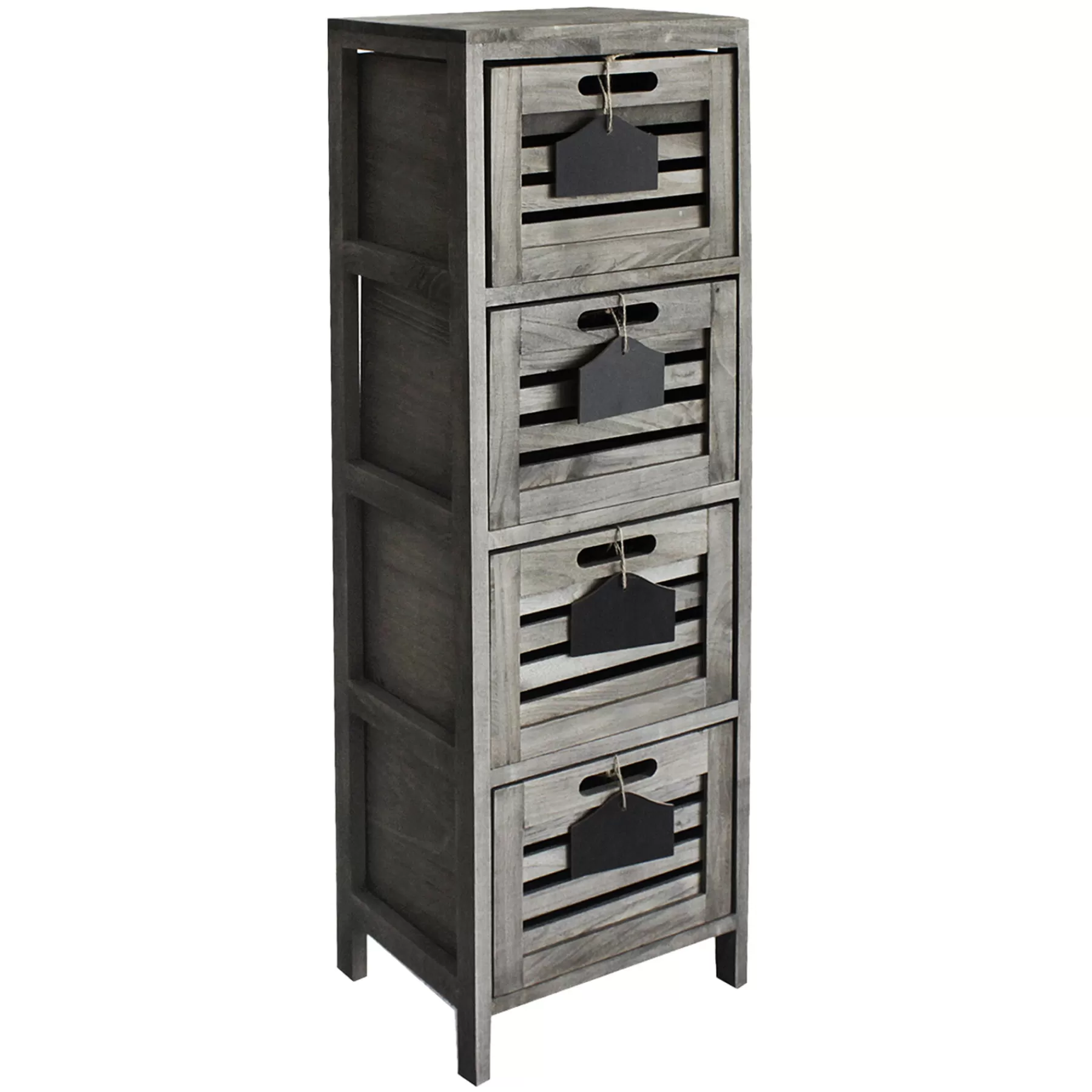 * Closeout Sale 4-Drawer Grey Wooden Cabinet, Large