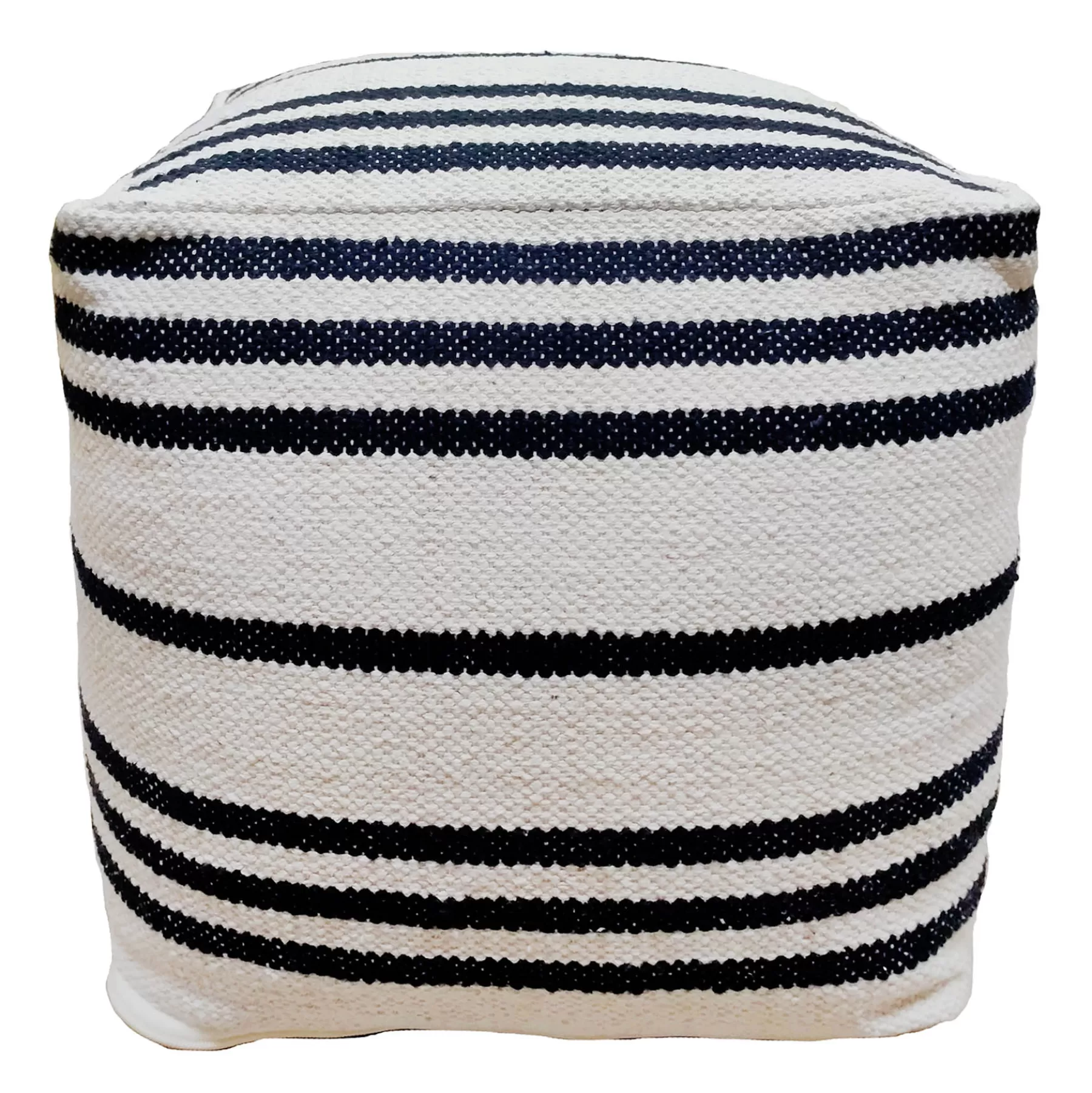 * Closeout Sale Black White Stripe Cotton Pouf