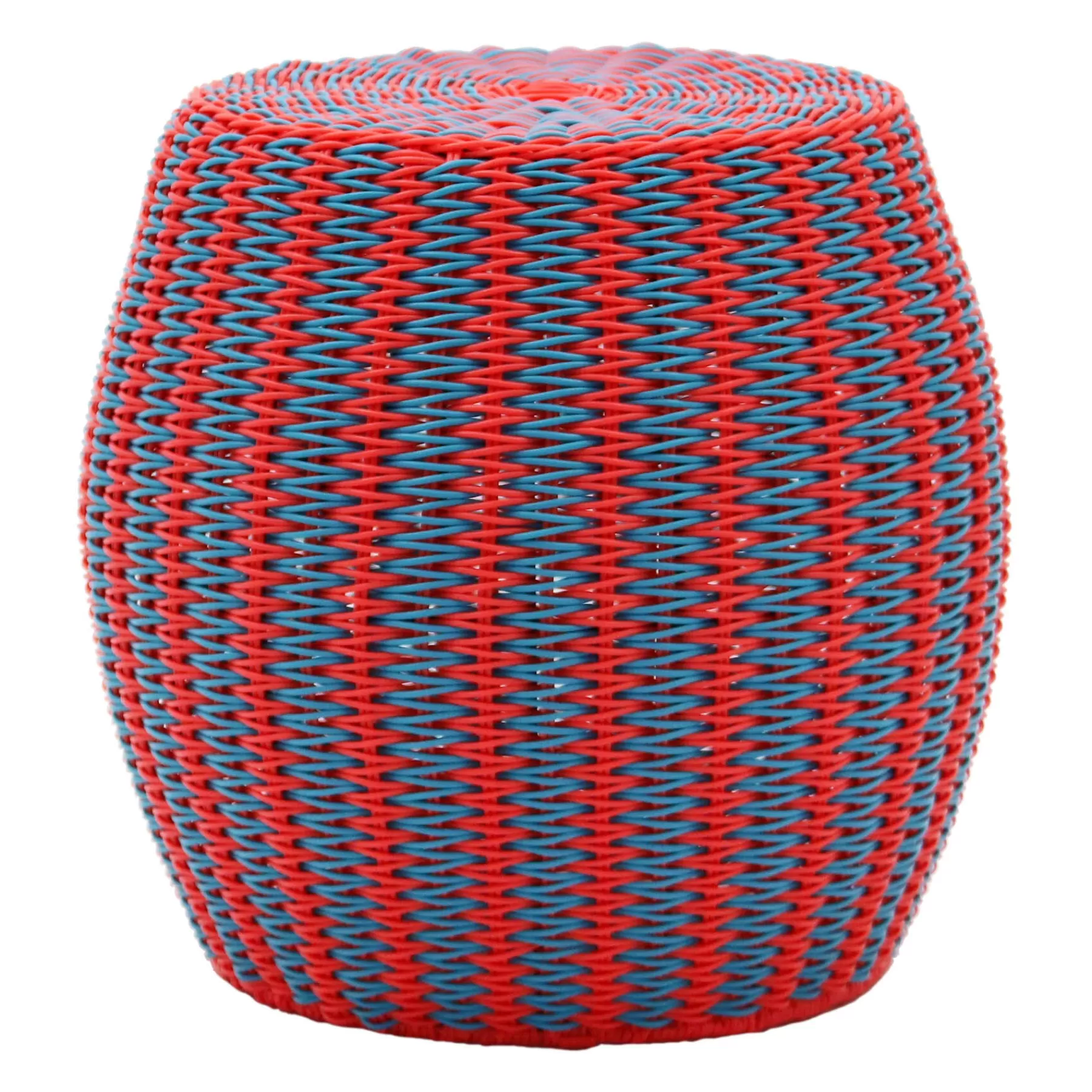 * Closeout Sale Rio Coral & Blue Nested Wicker Outdoor Ottoman, 17