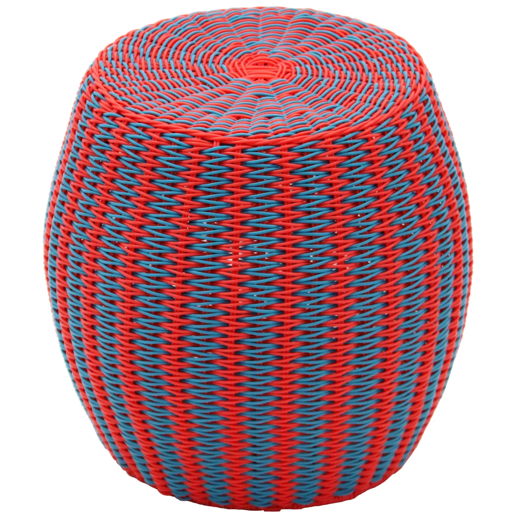 * Closeout Sale Rio Coral & Blue Nested Wicker Outdoor Ottoman, 17