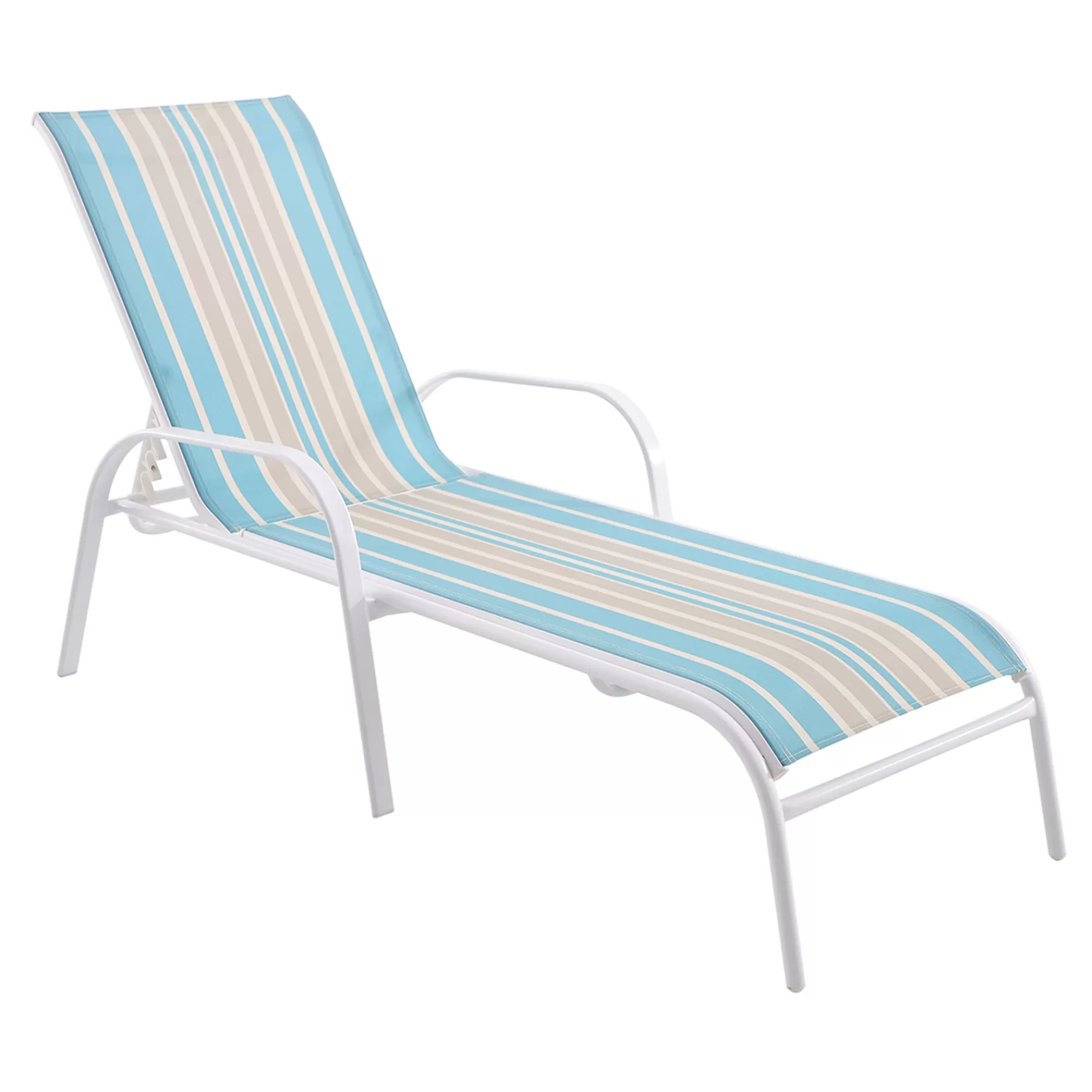 * Closeout Sale Ty Pennington Stackable Blue & Beige Striped Sling Outdoor Chaise Lounge Chair