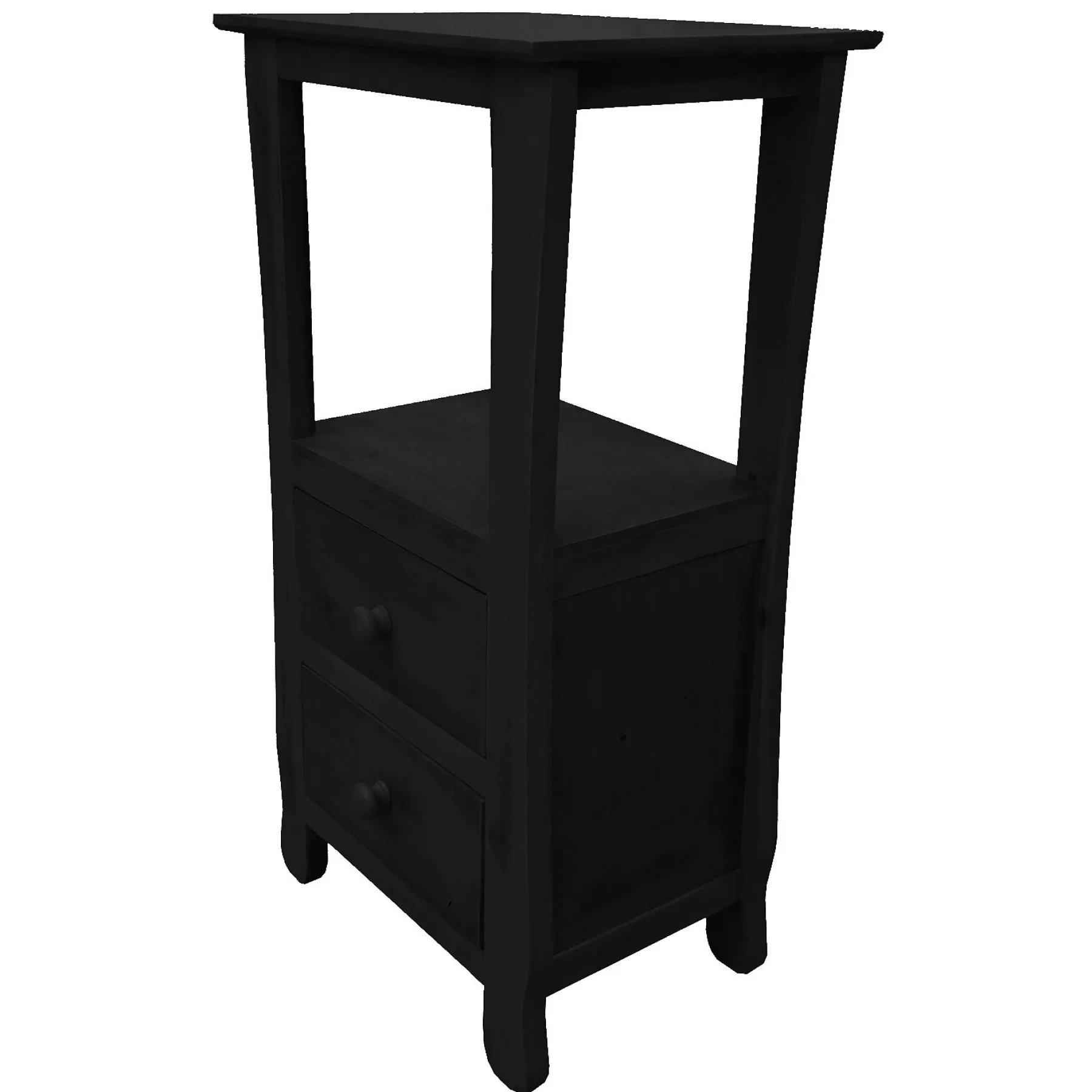 * Discount Sale Black 2-Drawer Thick Leg Accent Table, 29.5