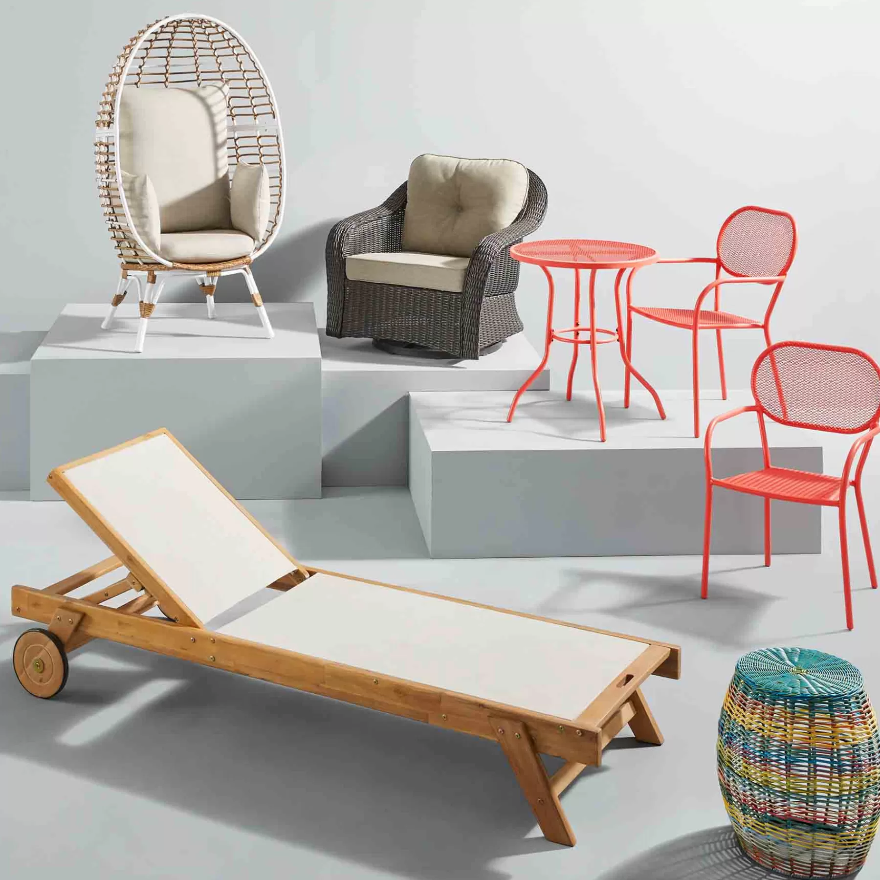 * Discount Sale Park City Wooden Outdoor Chaise Lounge Chair With Wheels