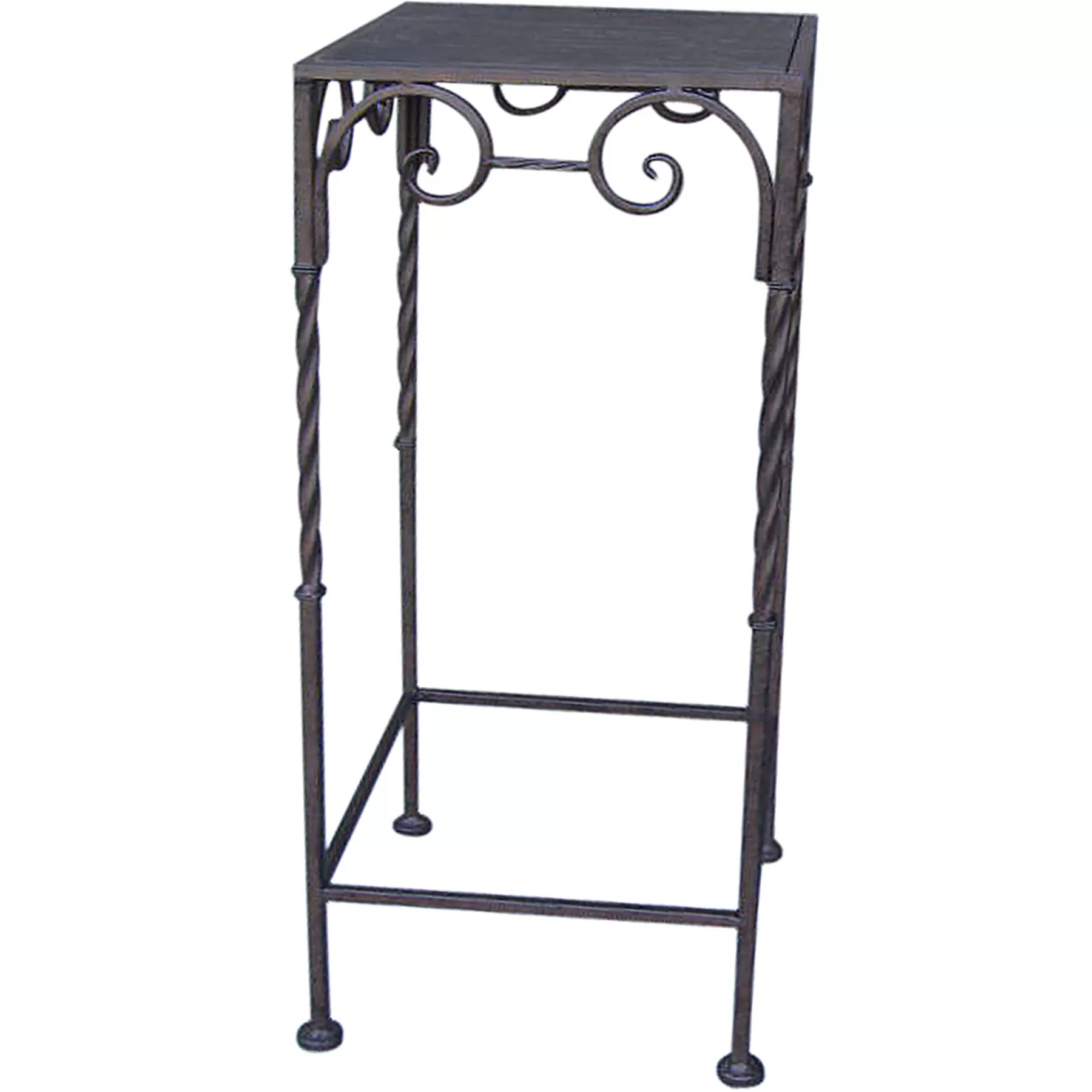 * Discount Sale Square Wood Top Plant Stand With Brown Twist Metal Leg, Small