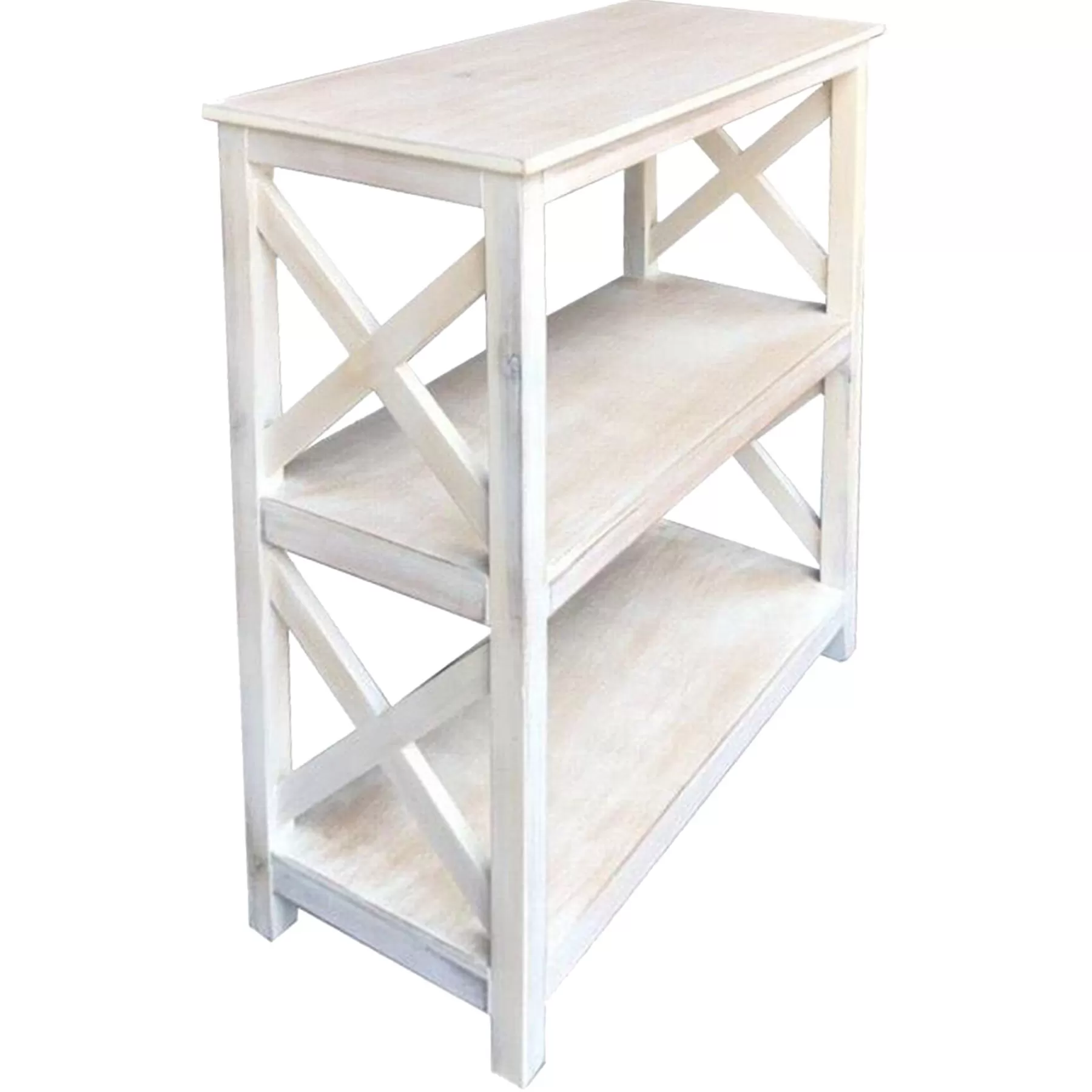 * Discount Sale White Three Tier X-Side Bookshelf