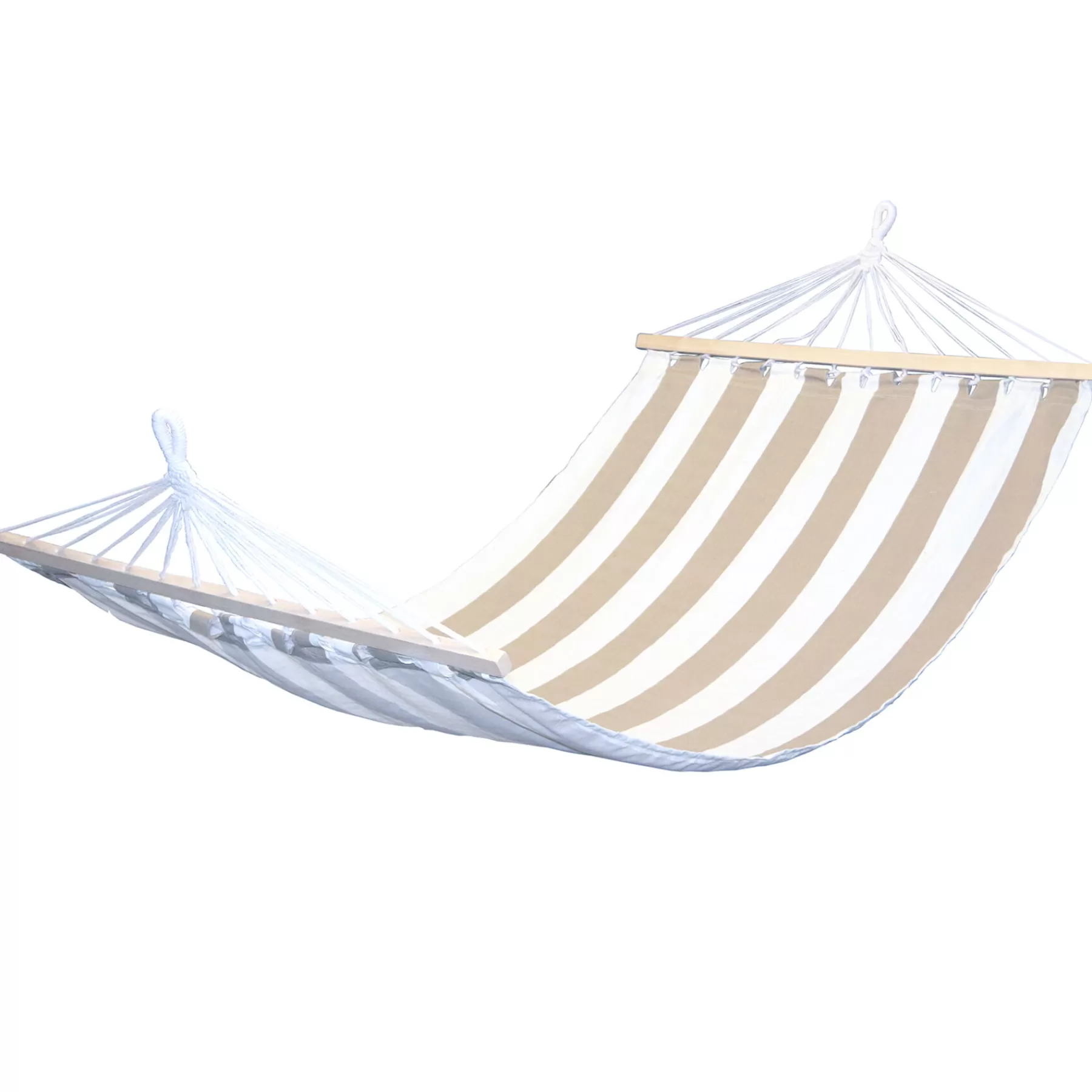 * Fire Sale Tan & White Striped Hammock With Spreader Bars