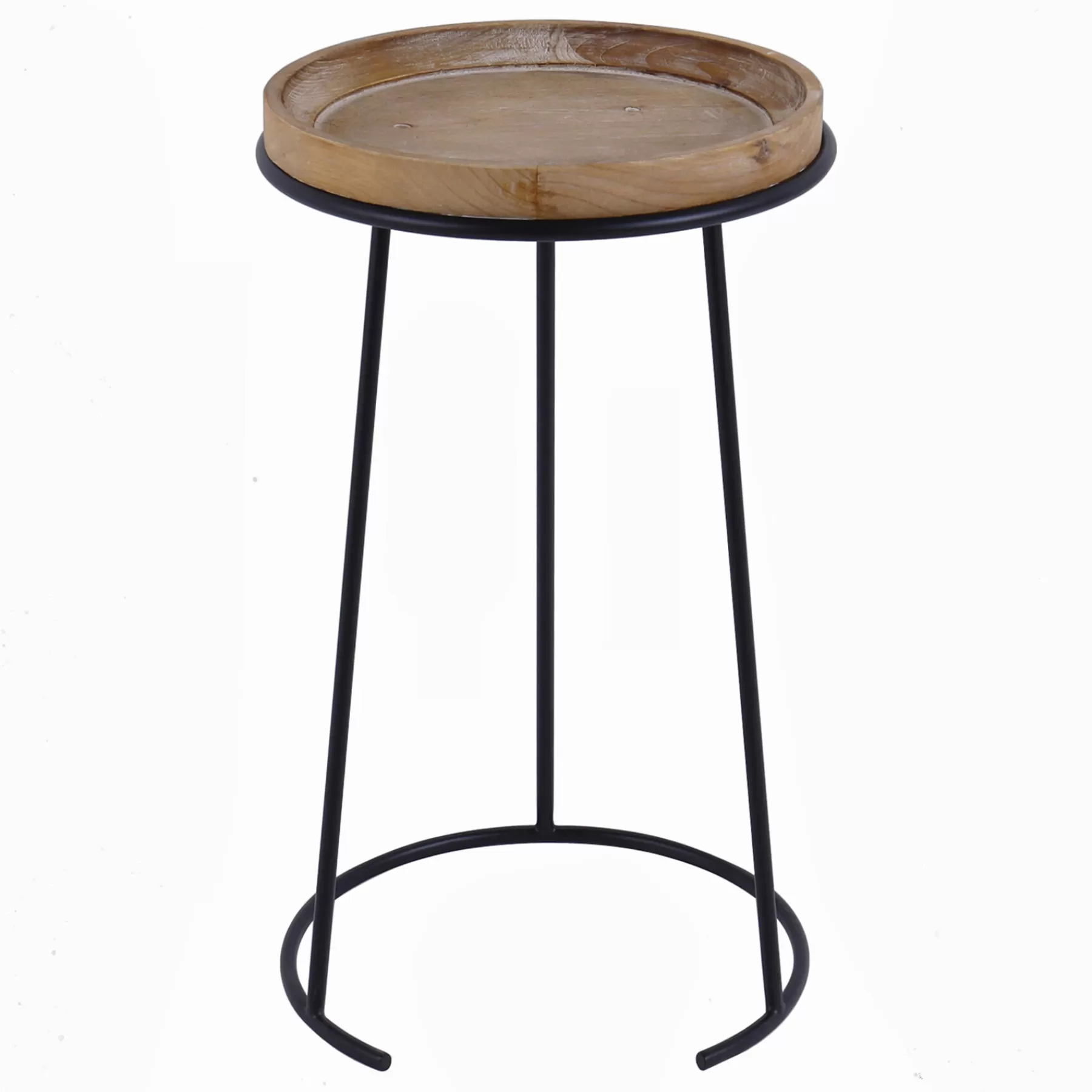 * Good Quality Round Wood-Top Metal C-Table