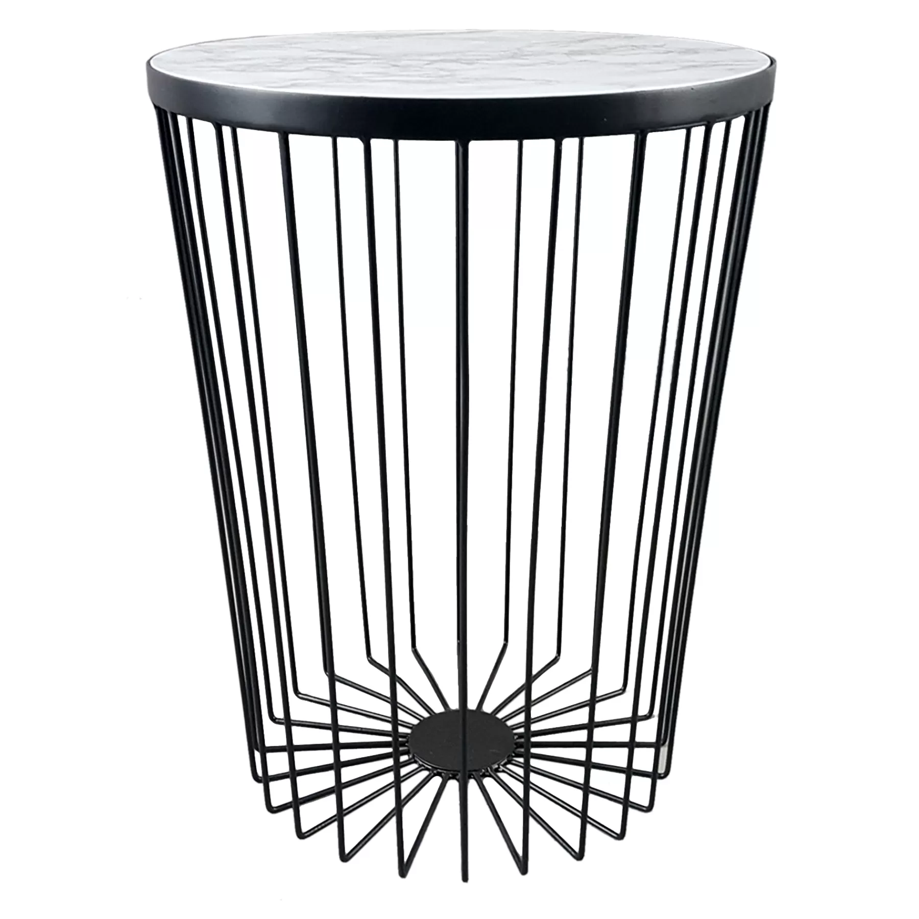 * Hot Selling Black Metal Wire Accent Table With White Wood Top