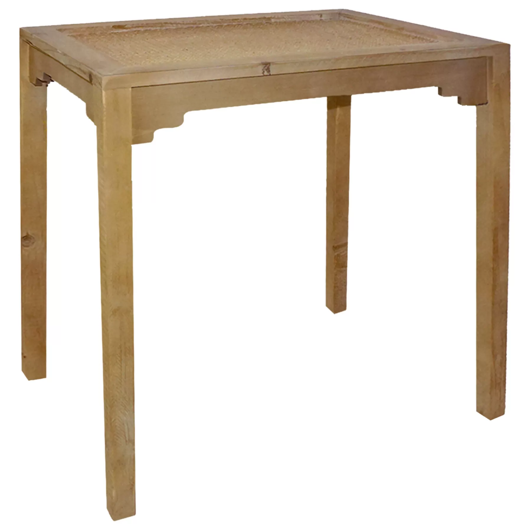 * Hot Selling Grace Mitchell Rattan Top Accent Table With Wood Legs, Small