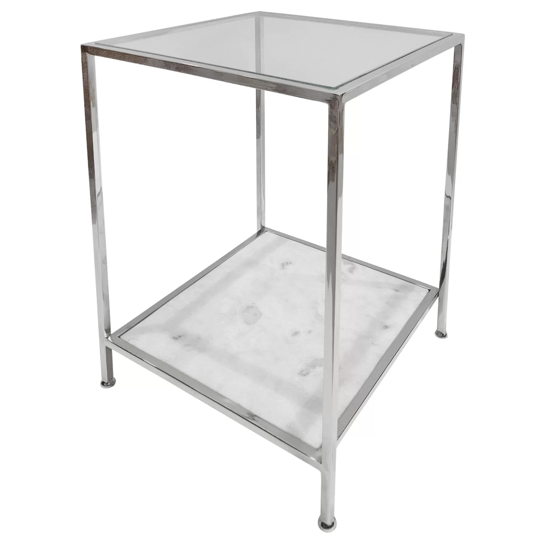 * Hot Selling Laila Ali Silver Marbled Table With Glass Top, 24