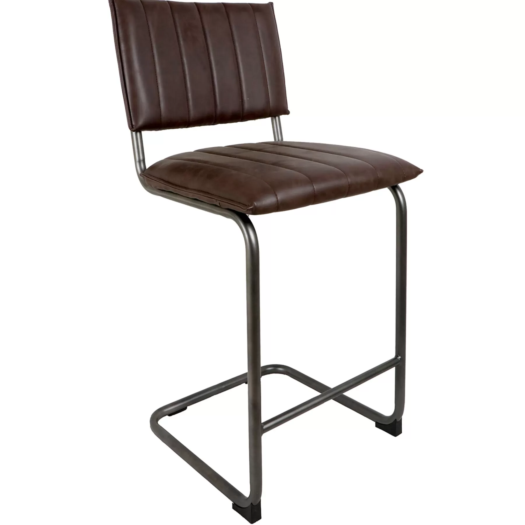 * Hot Selling Luka Dark Brown Faux Leather Counter Stool With Metal Base