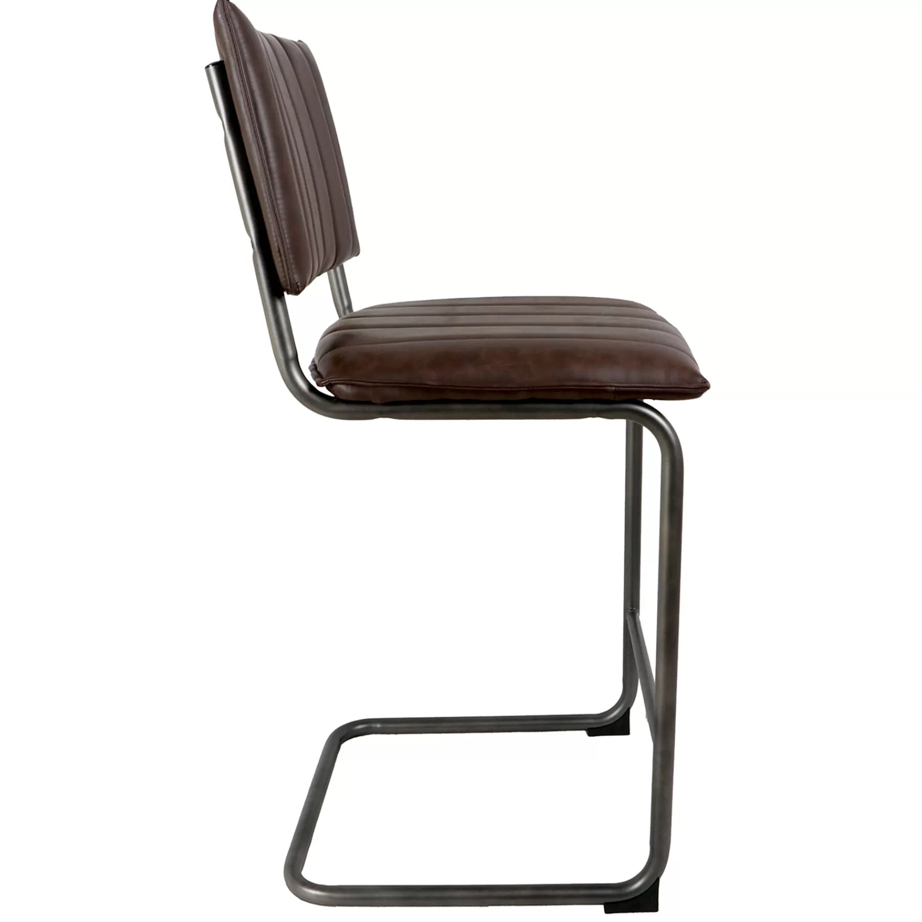 * Hot Selling Luka Dark Brown Faux Leather Counter Stool With Metal Base