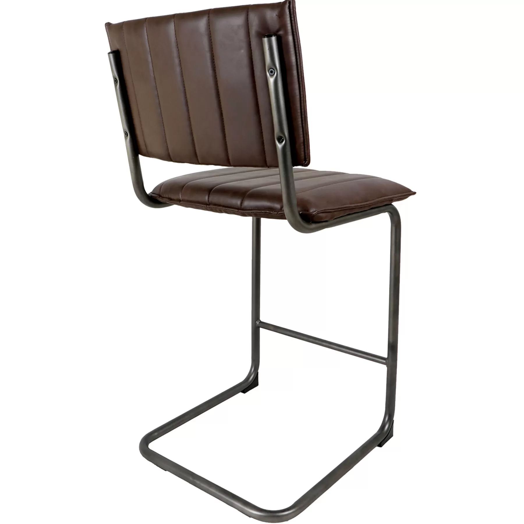 * Hot Selling Luka Dark Brown Faux Leather Counter Stool With Metal Base