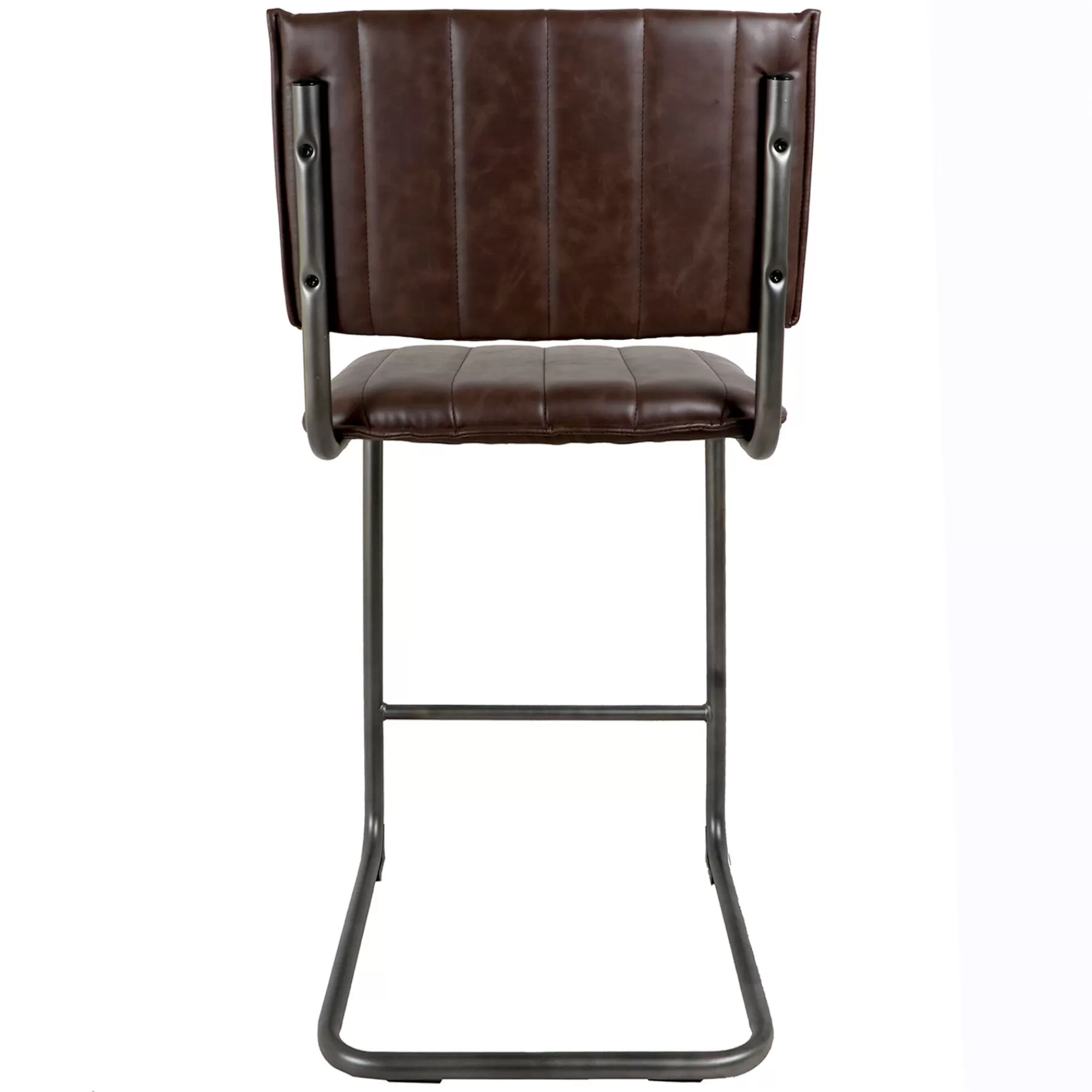 * Hot Selling Luka Dark Brown Faux Leather Counter Stool With Metal Base