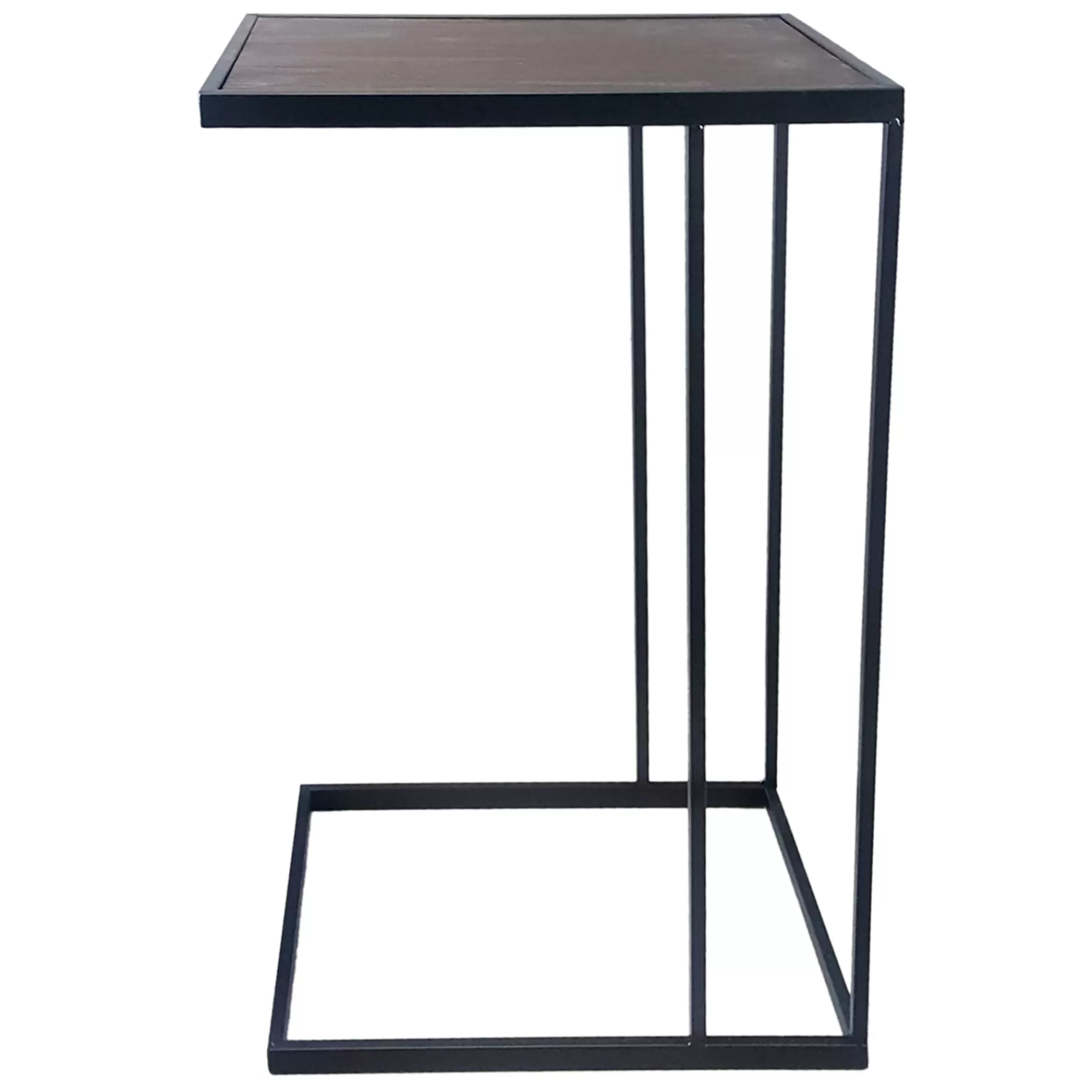 * Latest Black Metal C-Table With Dark Wooden Top