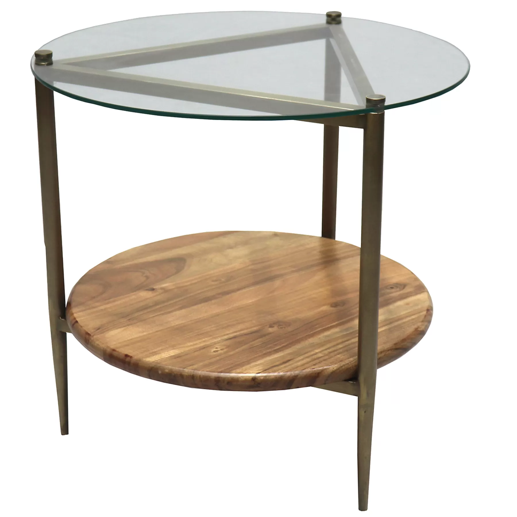 * Latest Glass Top Wood Shelf Side Table