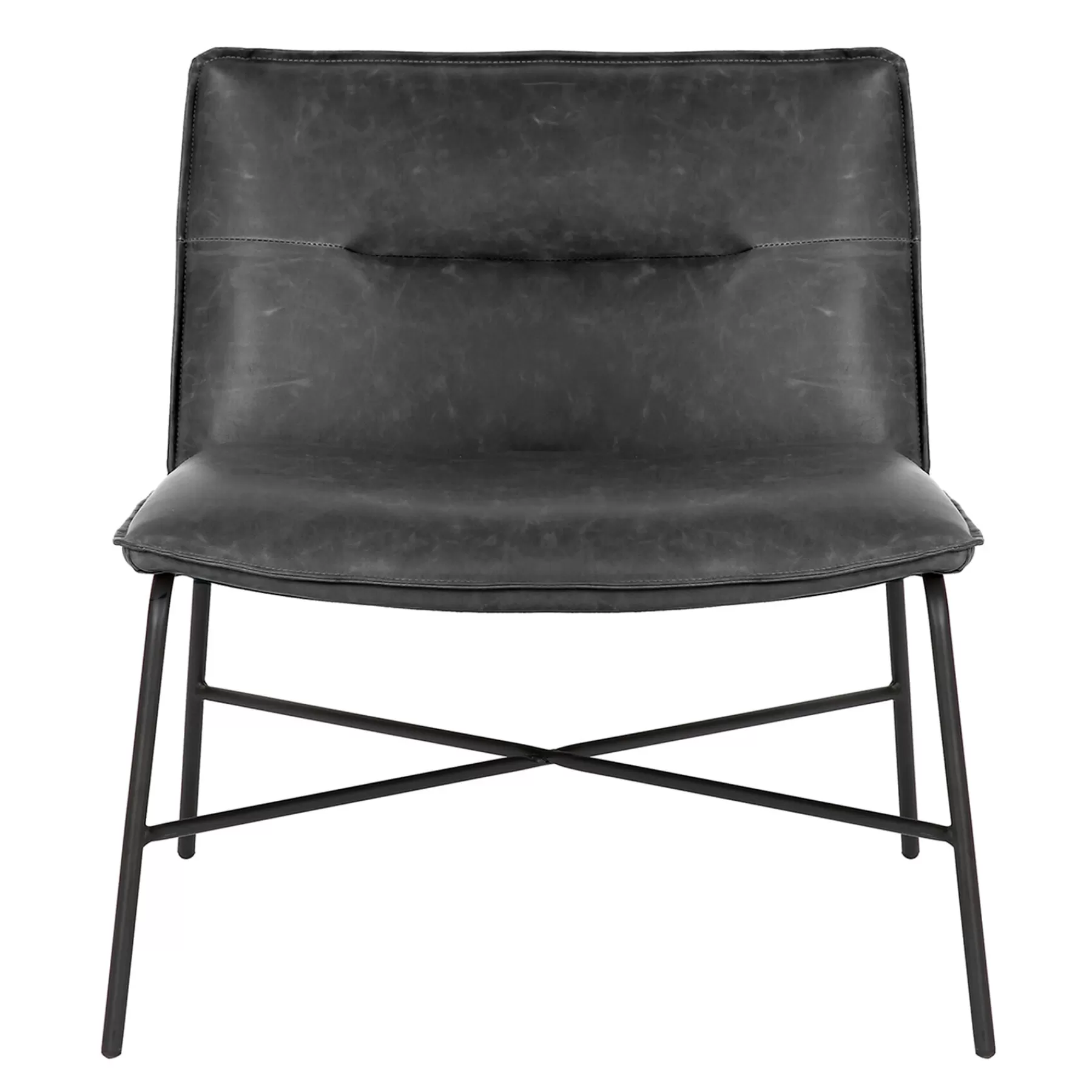 * Latest Zoey Black Faux Leather Armless Accent Chair