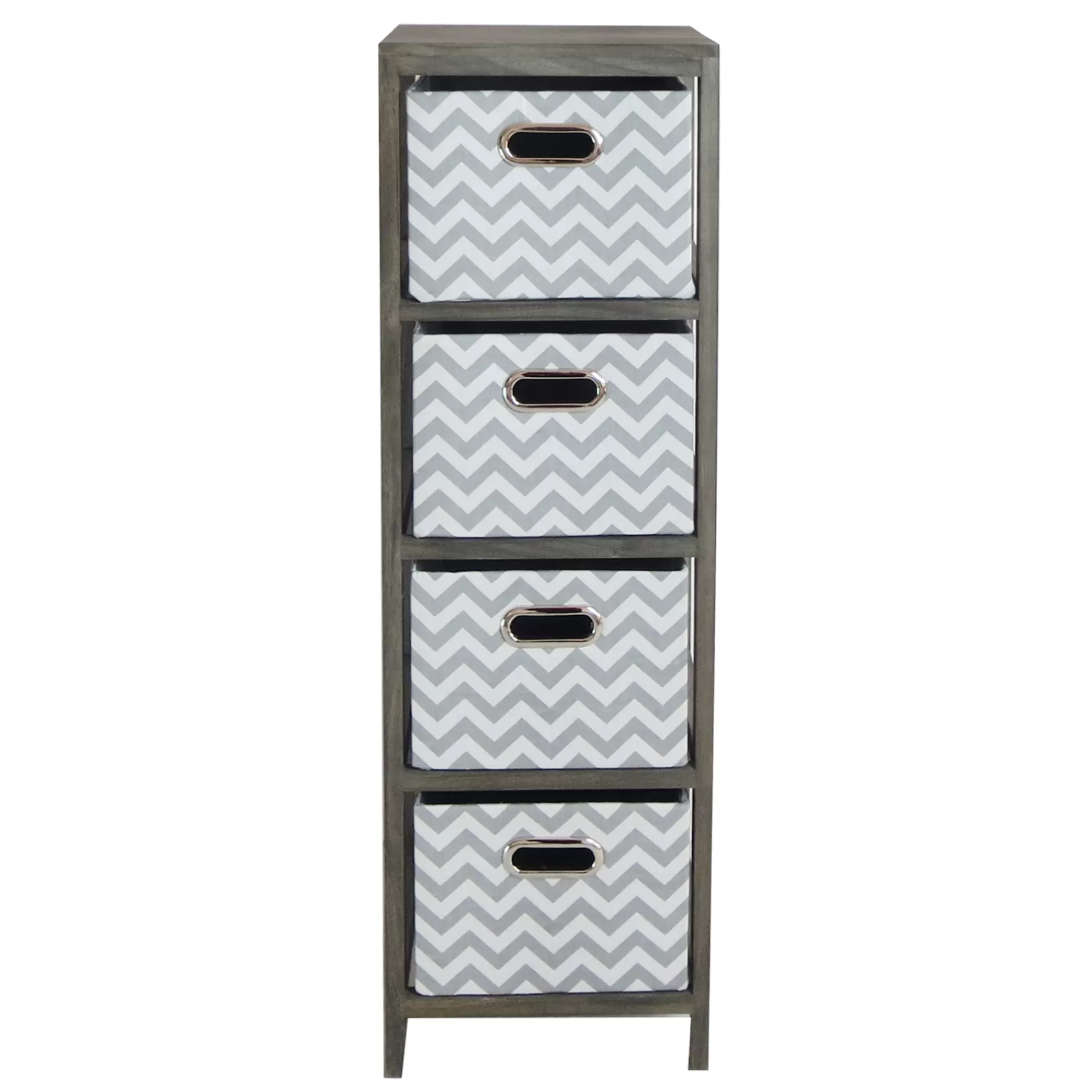 * Limited Edition 4-Tier Wooden Shelf With Grey Chevron Drawers