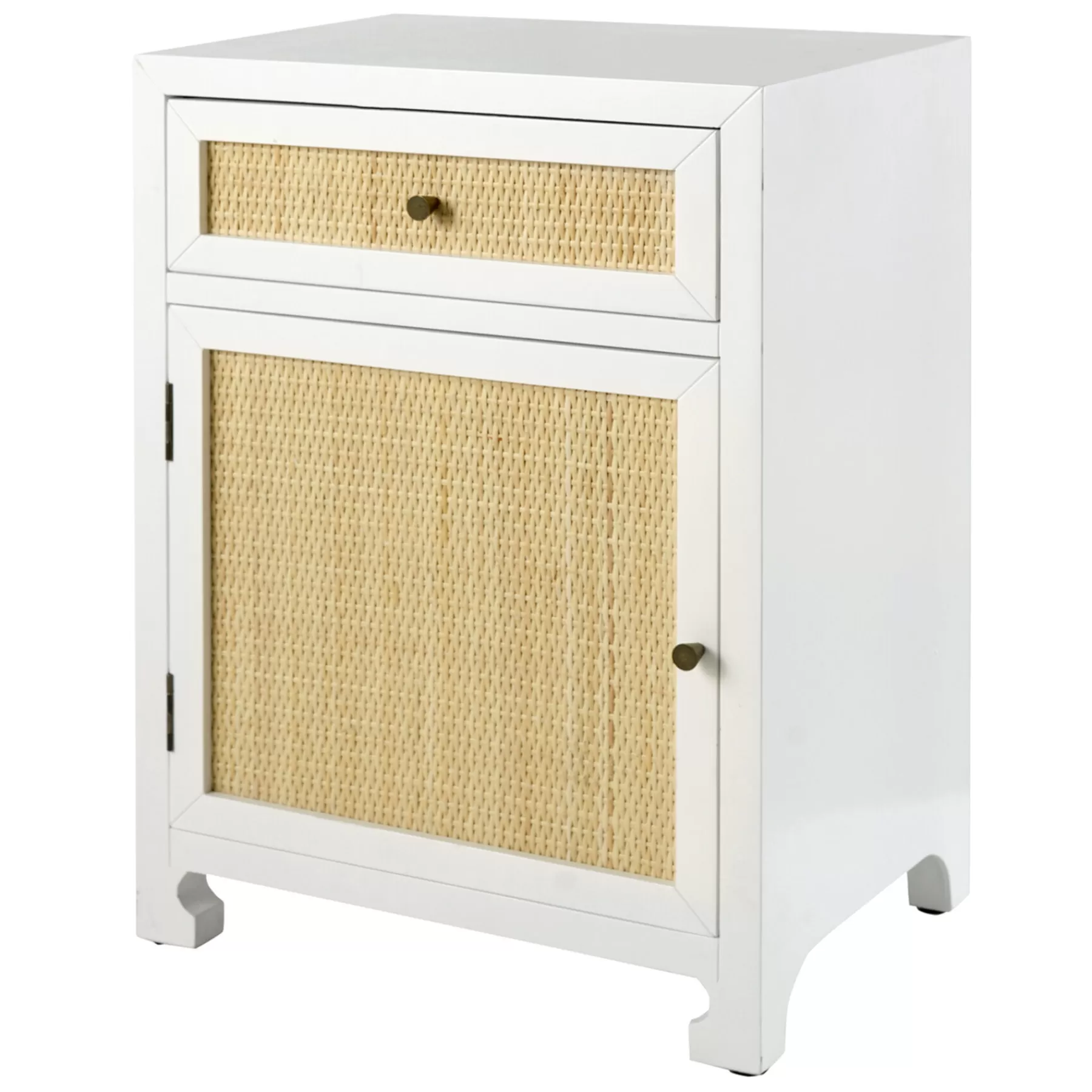 * Limited Edition Grace Mitchell Wood & Rattan Cabinet With Drawer