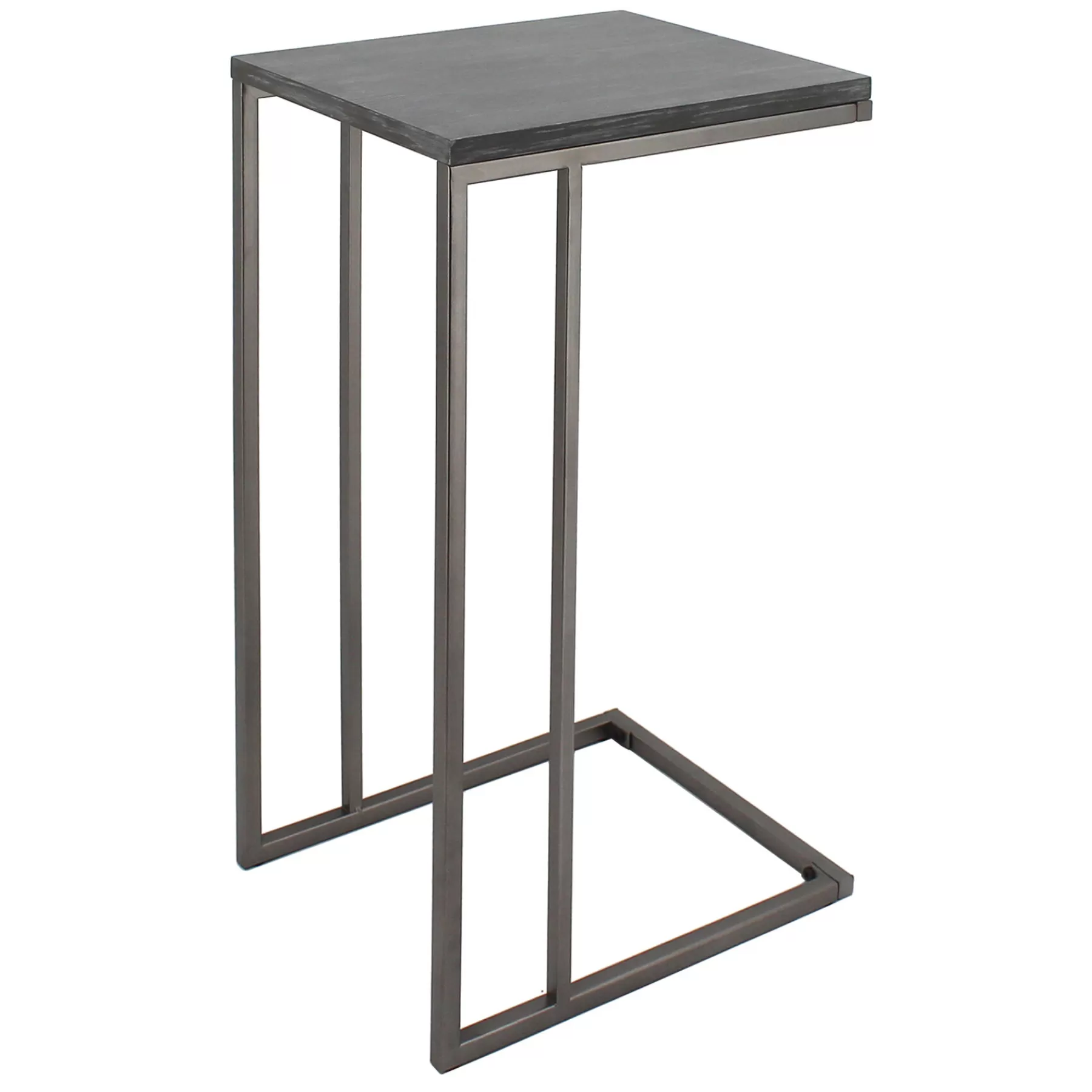 * Limited Edition Grey Wooden Top C-Table With Gunmetal Base