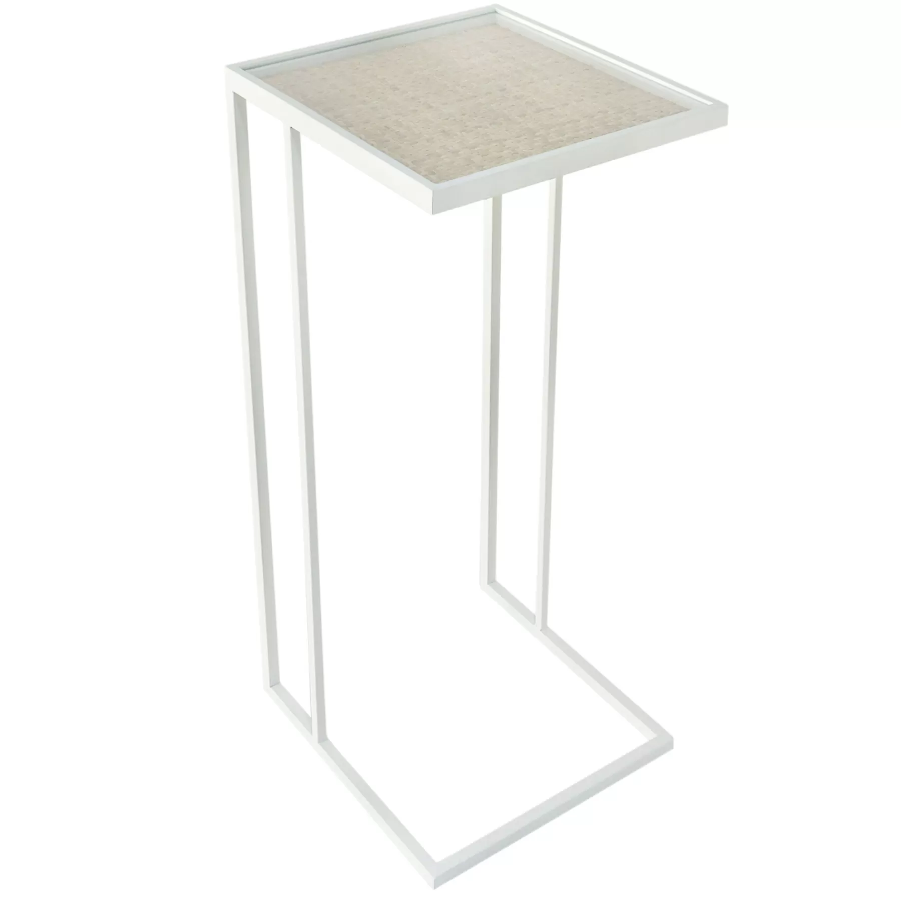 * Limited Edition Metal C-Table With Rattan Top, White