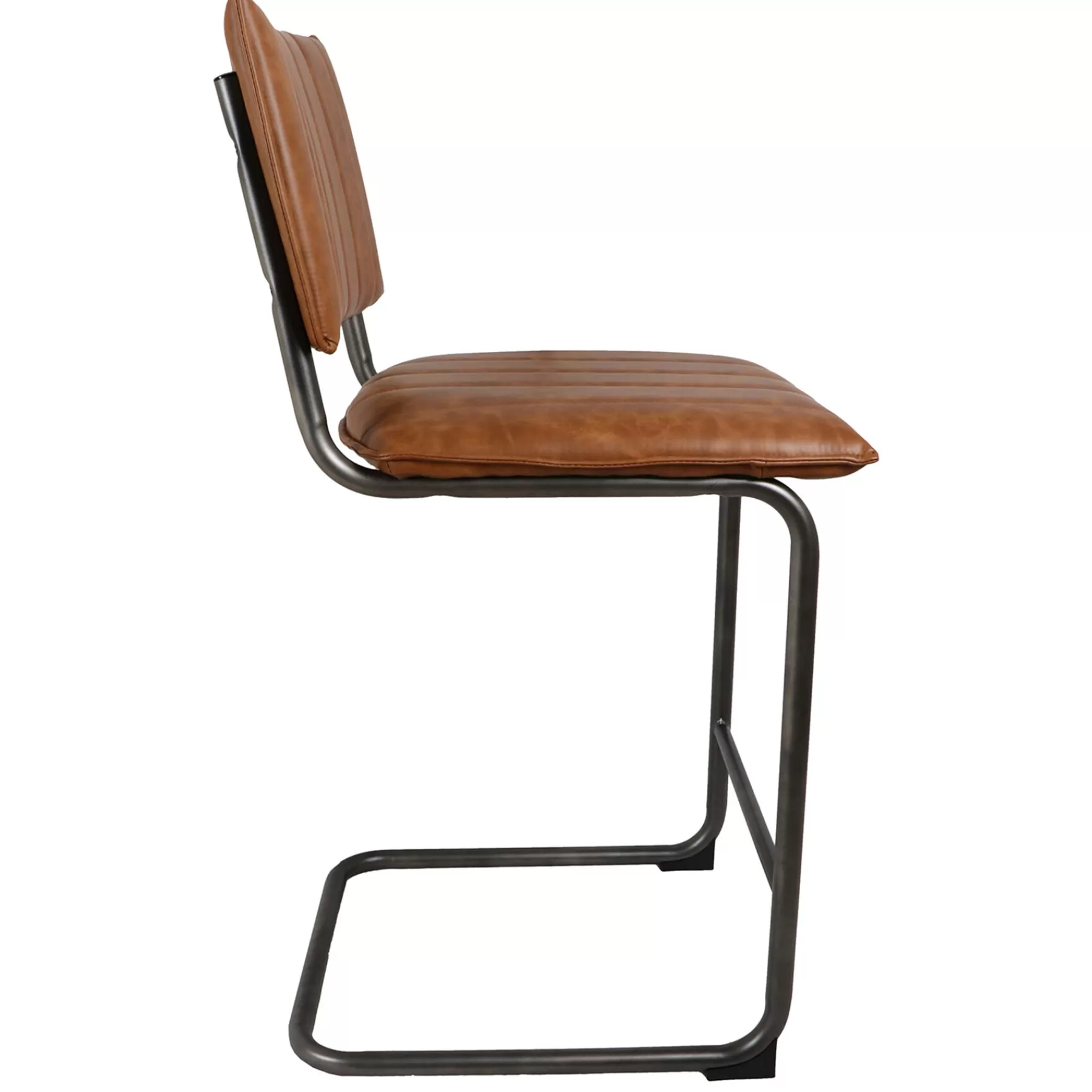 * Official Luka Light Brown Faux Leather Counter Stool With Metal Base