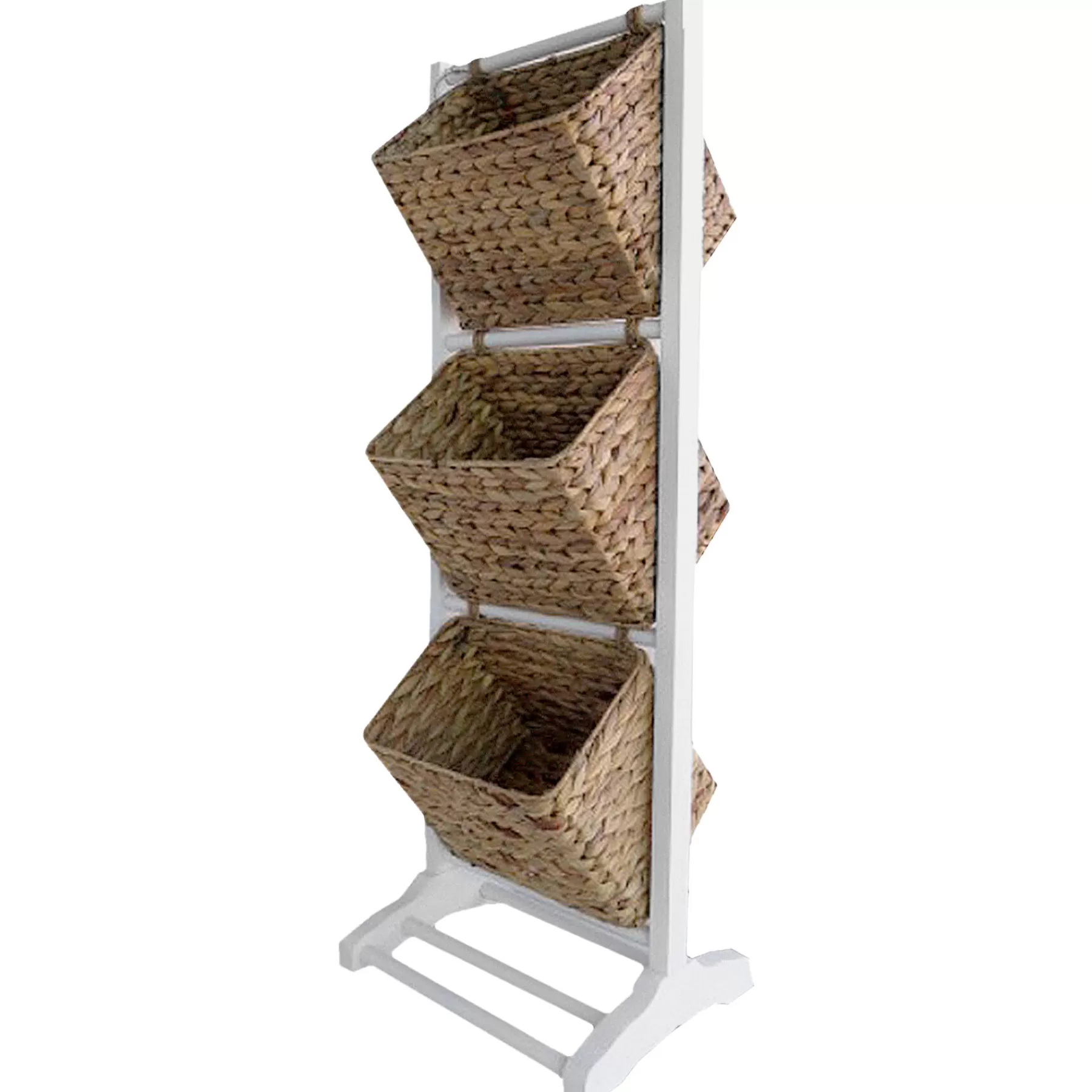 * Online Discount 3-Tier White Wooden Basket Rack, 42