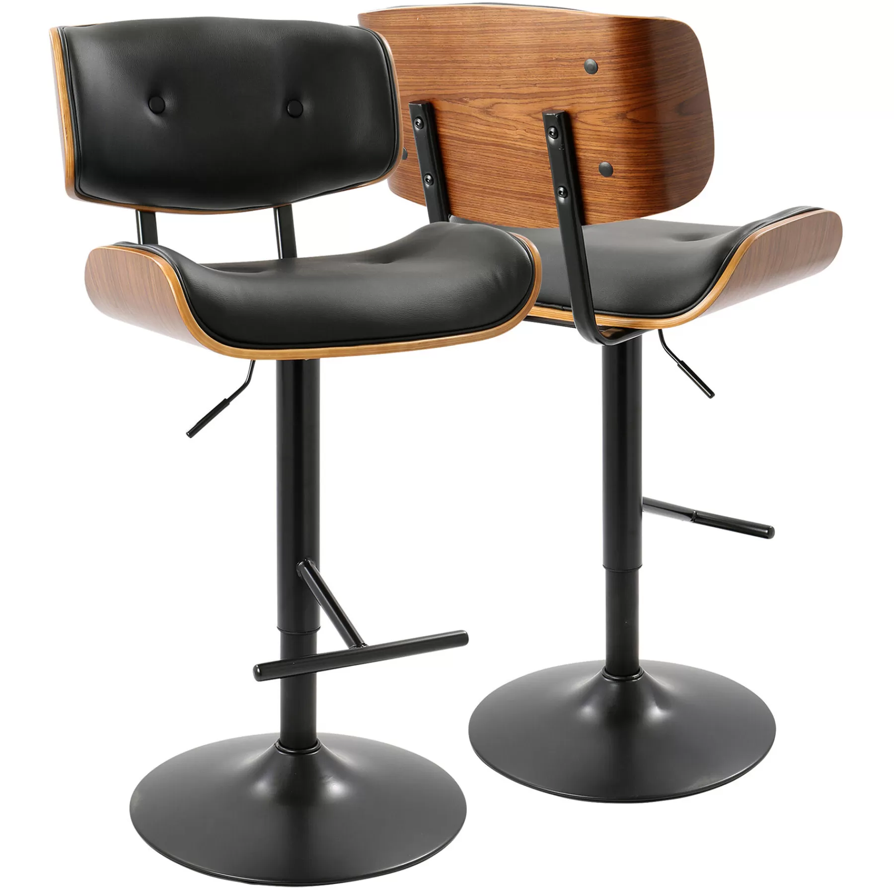 * Online Discount Lombardi Black & Walnut Adjustable Swivel Barstool