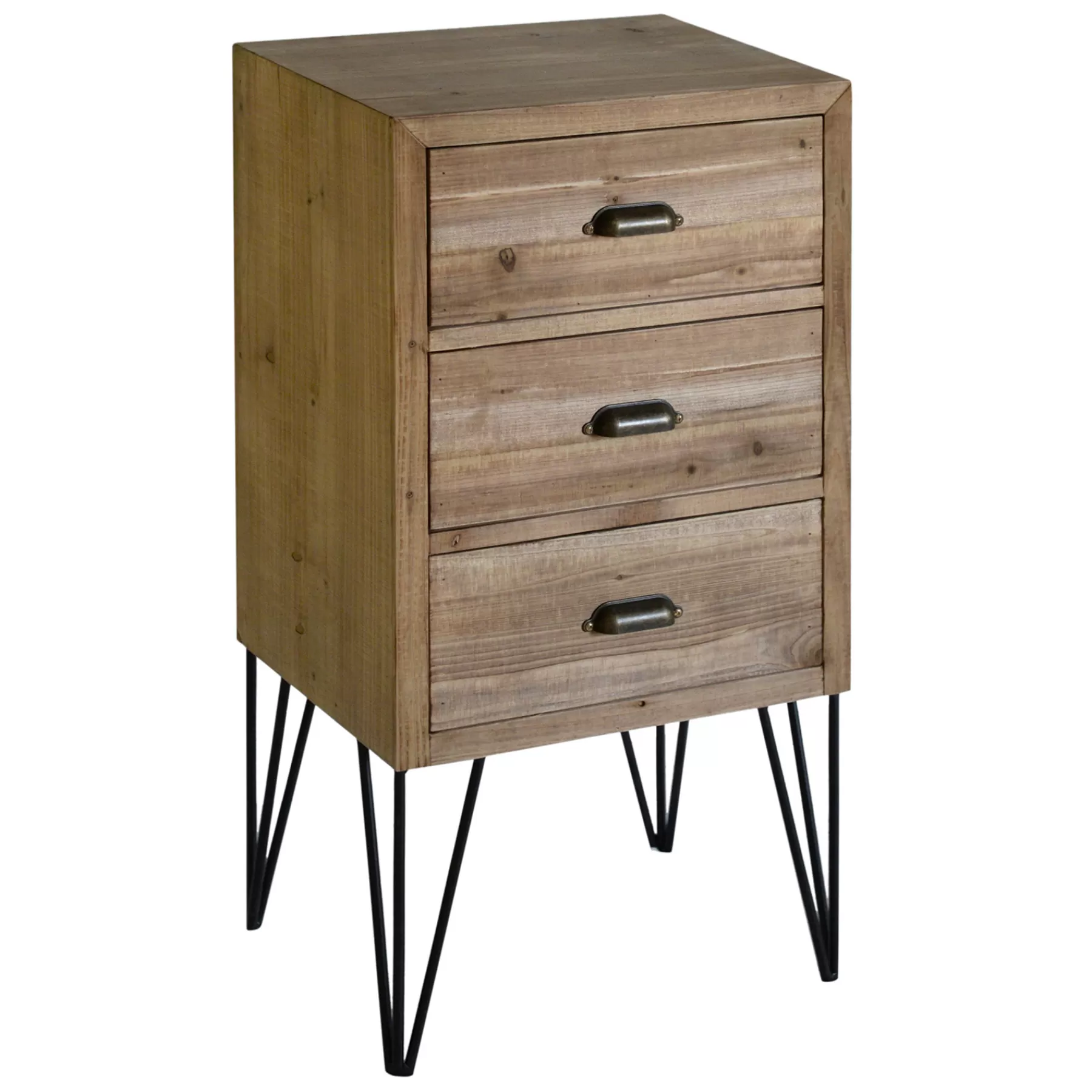 * Reliable Quality 3-Drawer Wooden Chest With Metal Legs