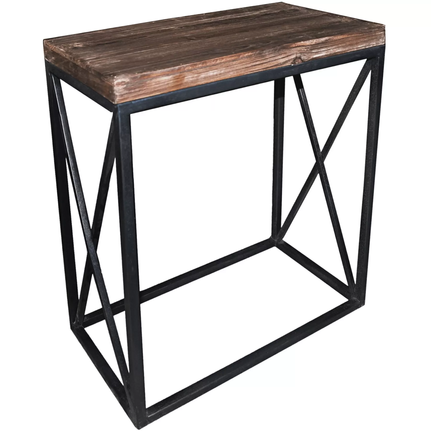 * Reliable Quality Wood Top With Black Cross Metal Table, Small