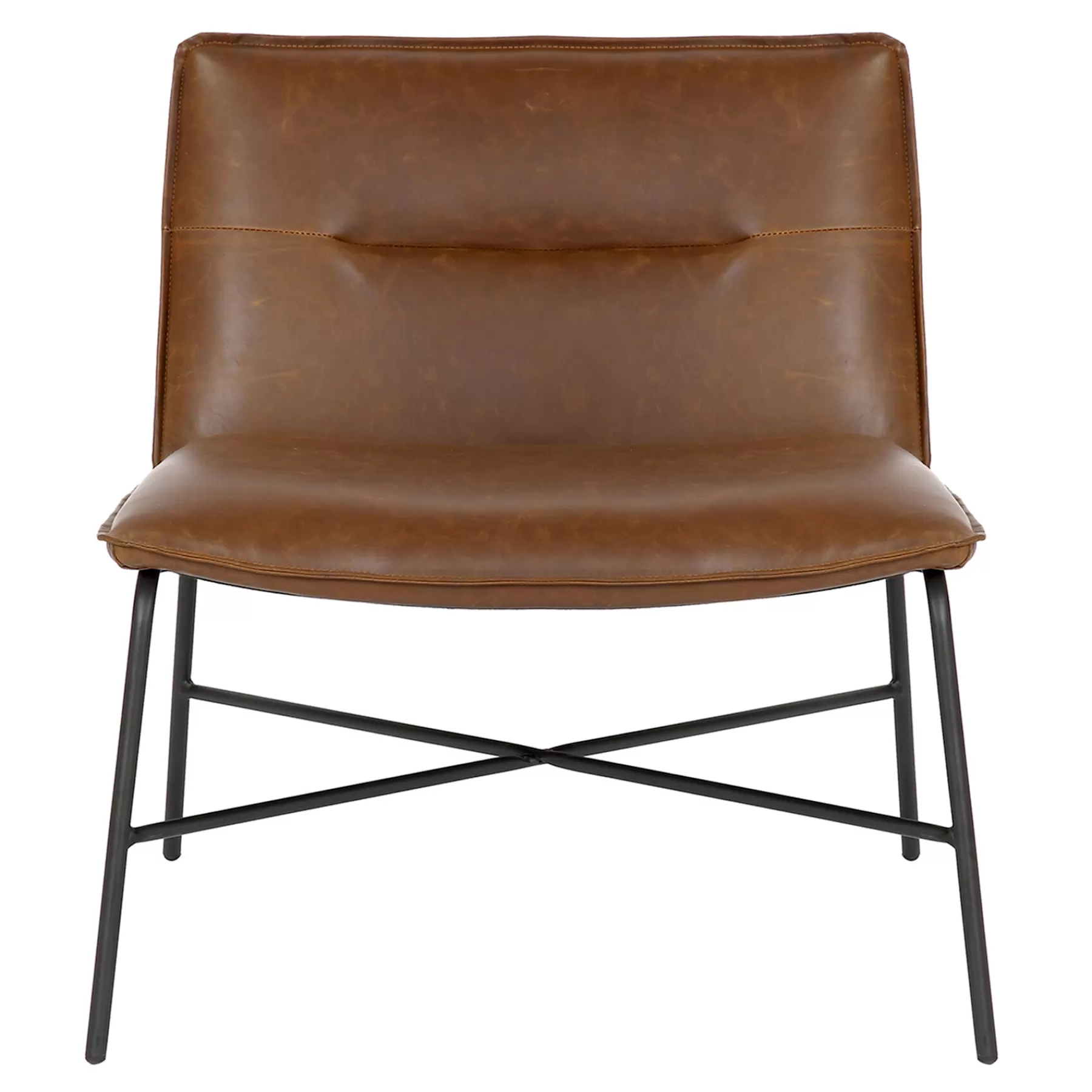 * Special Offers Zoey Brown Faux Leather Armless Accent Chair