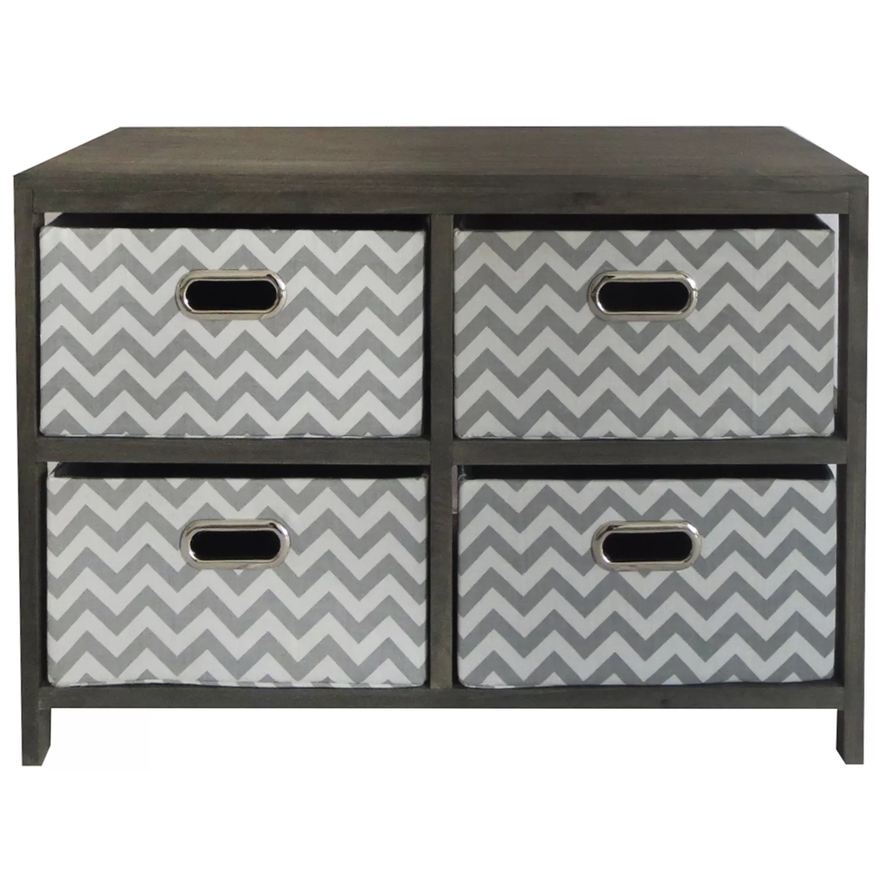 * Special Style 2-Tier Wooden Shelf With Grey Chevron Drawers