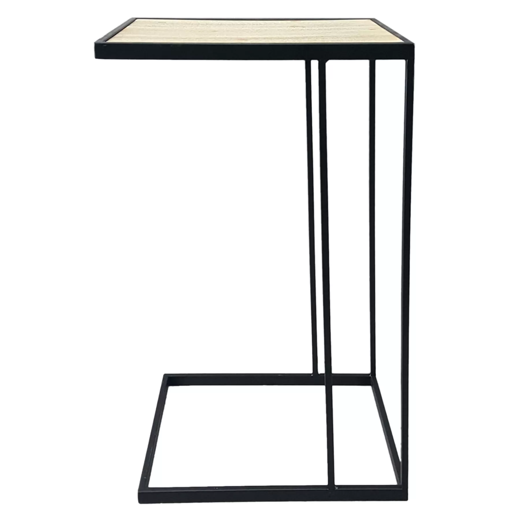 * Special Style Black Metal C-Table With Light Wooden Top