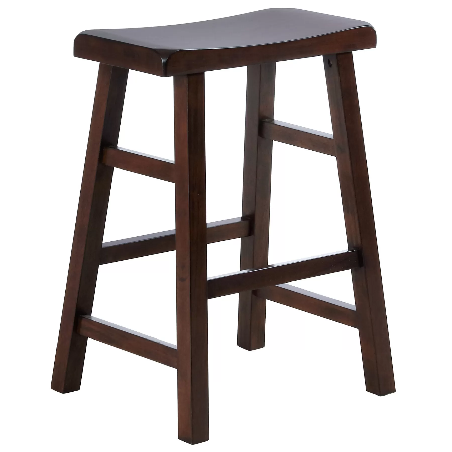 * Special Style Fully Assembled Dark Walnut Saddle Backless Counter Stool, 24