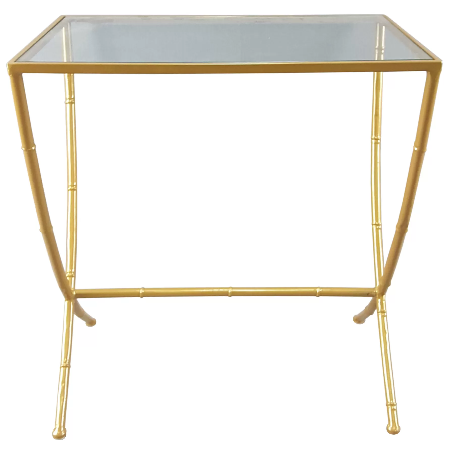 * Special Style Glass Top Gold Metal Accent Table, Large