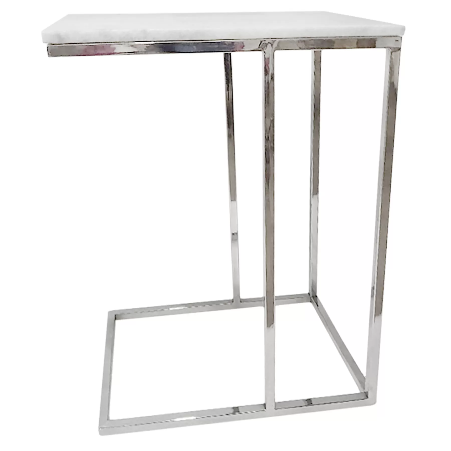 * Special Style Laila Ali Marbled-Top Silver C-Table