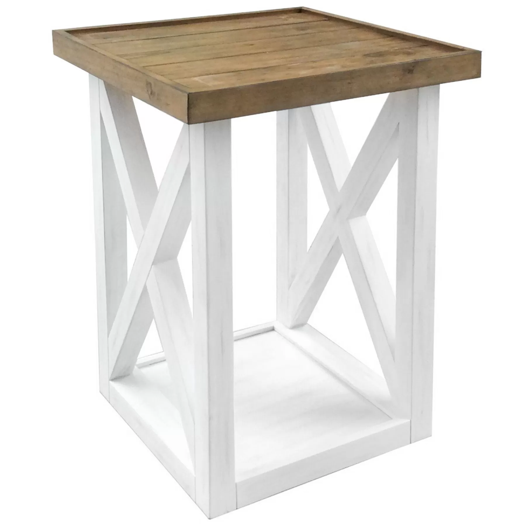 * Special Style White Wooden X-Side Accent Table