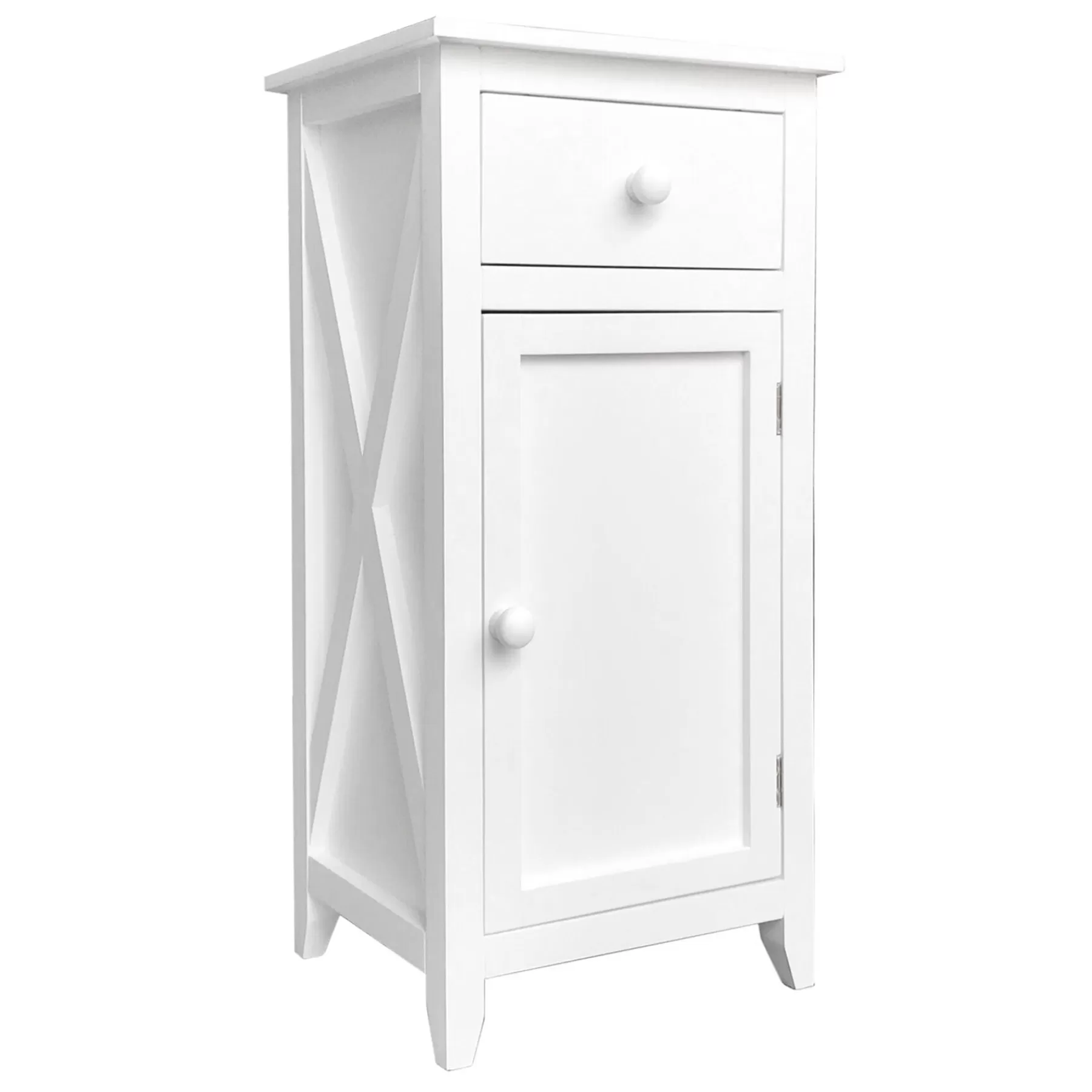 * Typical Style White One Drawer X-Side Cabinet